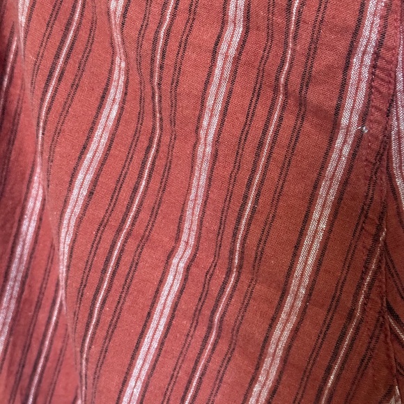 Sundance Catalog Pants Linen Blend Rust Brown Stripe Wide Leg Tie Belt - Picture 3 of 7